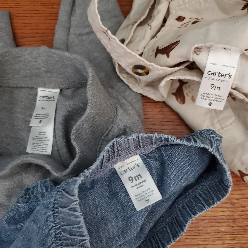 Carter's Infant Clothes Bundle 9 Months Baby Boy Lot of 7 Whale Zoo Animal Coat